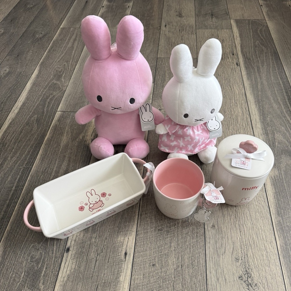 MIFFY Spring Pink Sakura Cherry Blossom Ceramic Kitchenware Plushies Gift Set
